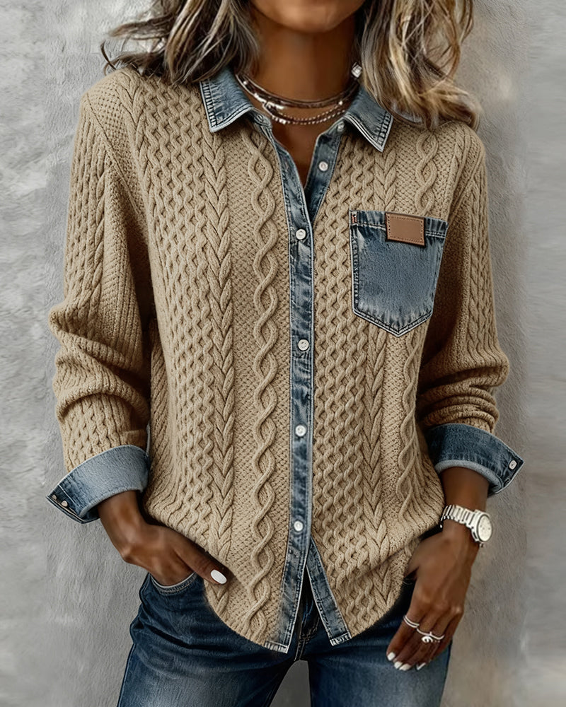 Shirt met lange mouwen en denim details