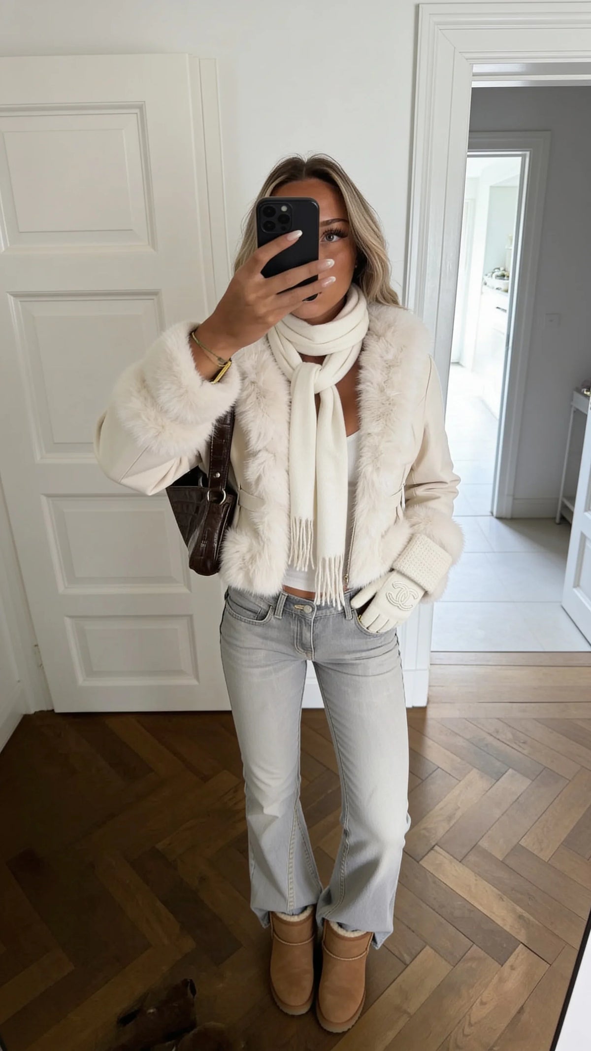"Luna" Faux Fur Leather Jacket – Cream