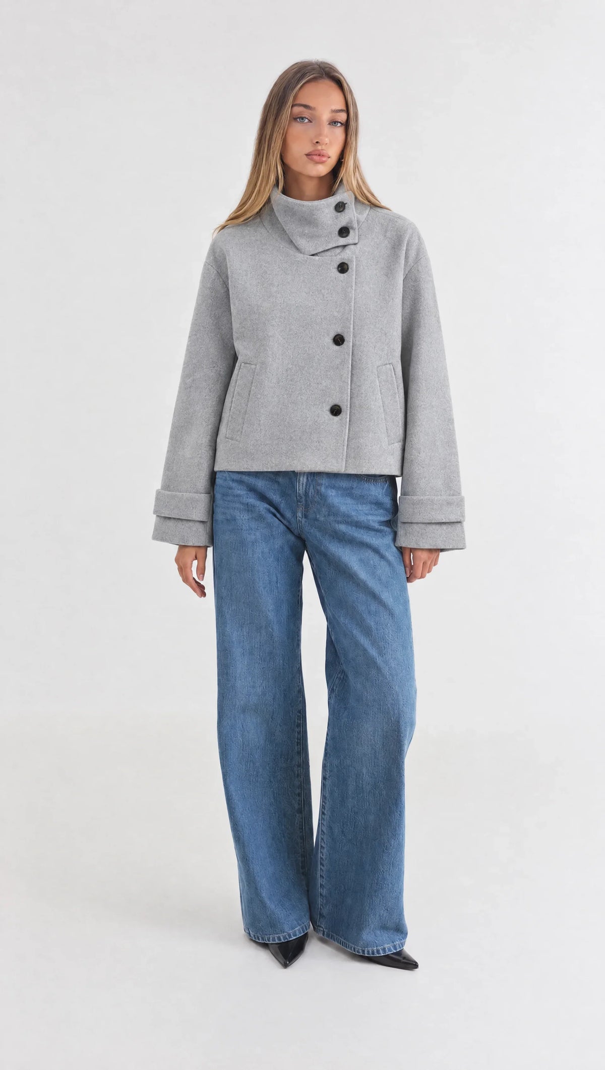 Nova Cropped Jacket with Stand Collar