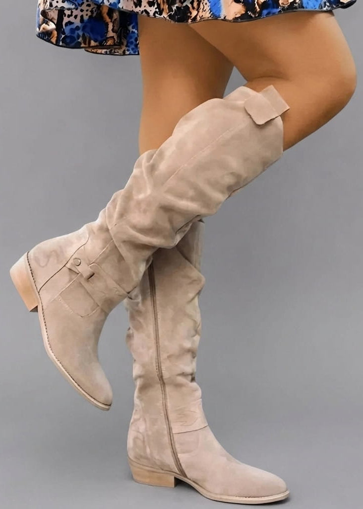Charlotte – Bottes hautes à petit talon effet daim