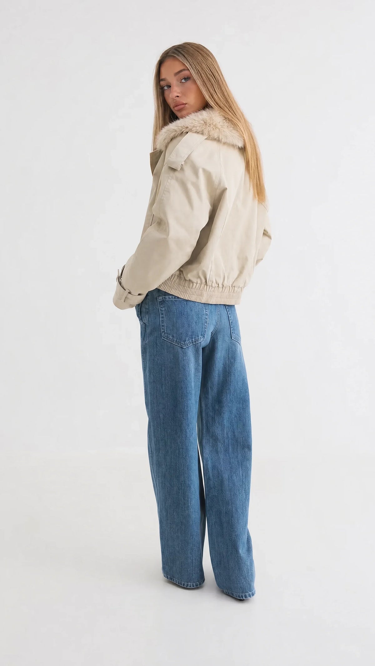 Mila Bomber Trench with Fur Collar