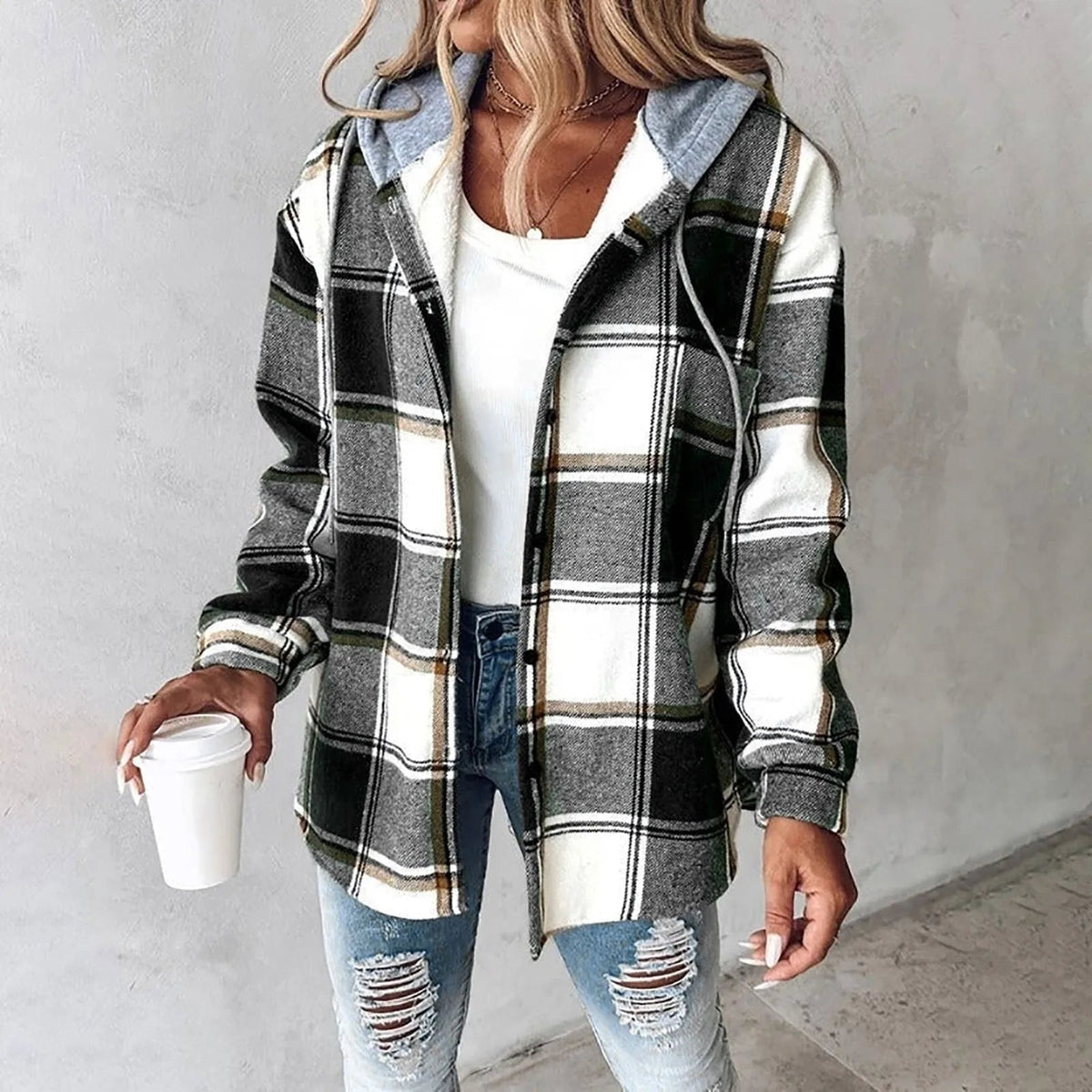 Gevoerde Overshirt met Capuchon Élise