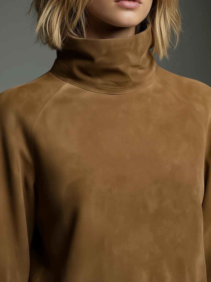Bibiane | Oversized suède minijurk met hoge hals