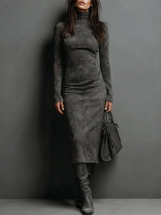 Lorène | Robe mi-longue marron