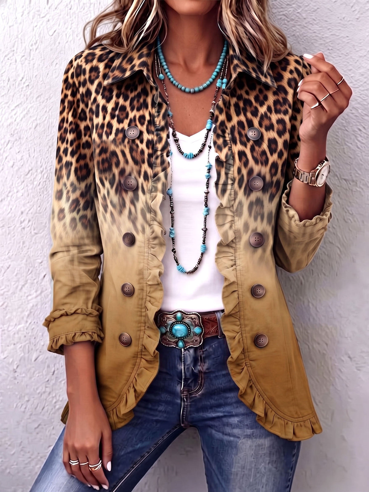 Cassandre | Blazer Leeuwenkleur Gradatie met Volants