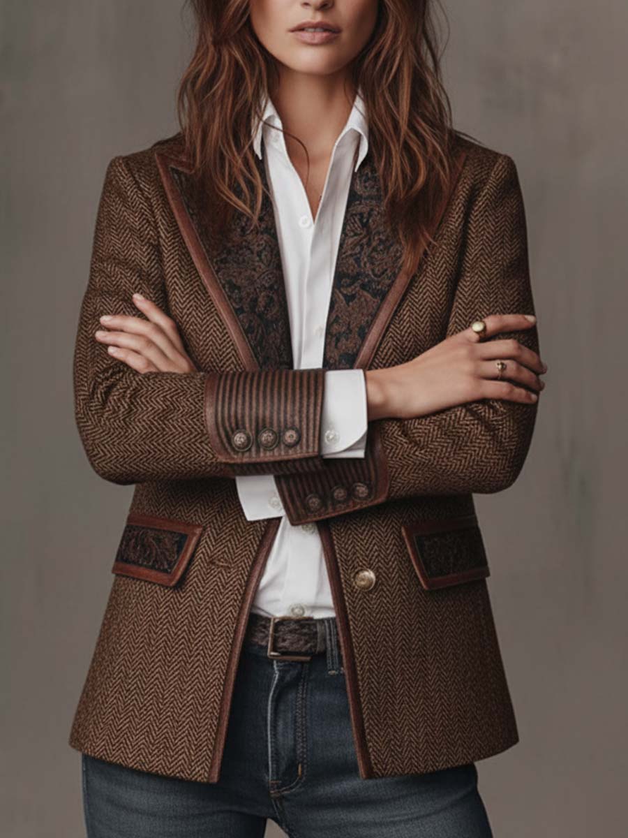 Gisèle | Blazer met Geprinte Chevron-inzetten