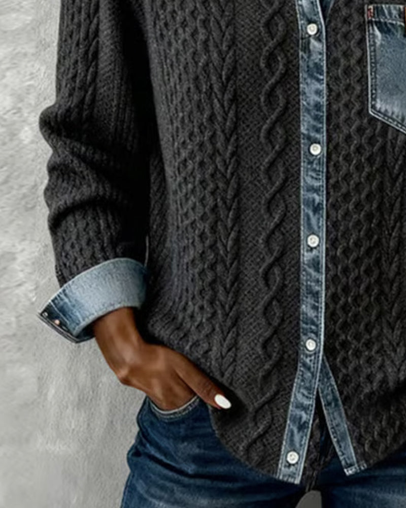 Shirt met lange mouwen en denim details