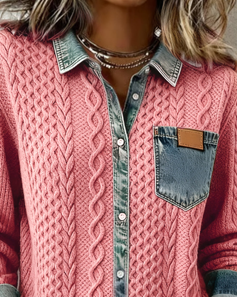 Shirt met lange mouwen en denim details