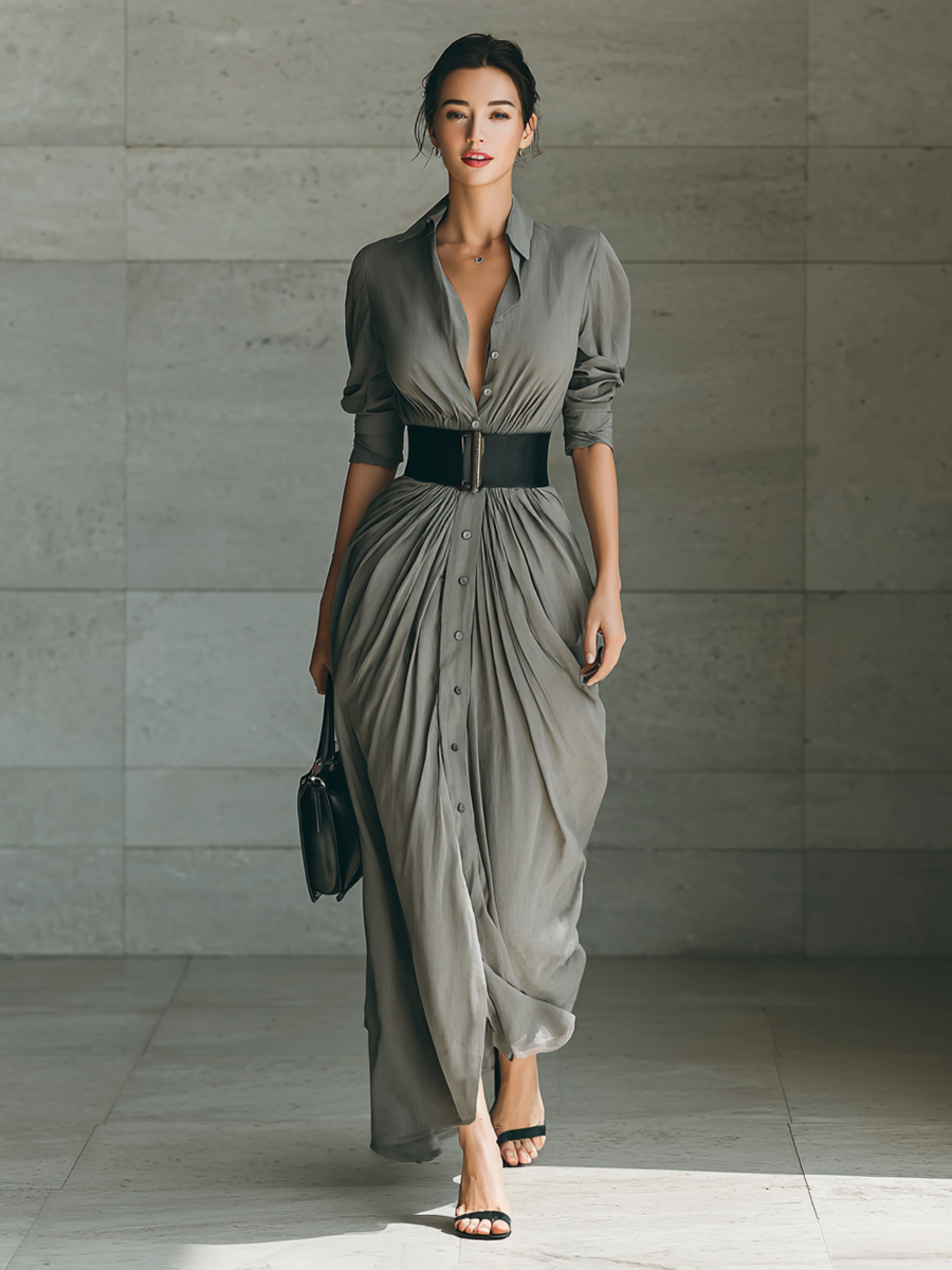 Zéphyrine | Robe longue plissée