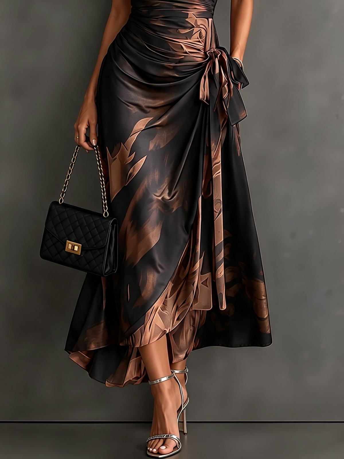 Saffraan | Abstracte Herfstjurk met Print