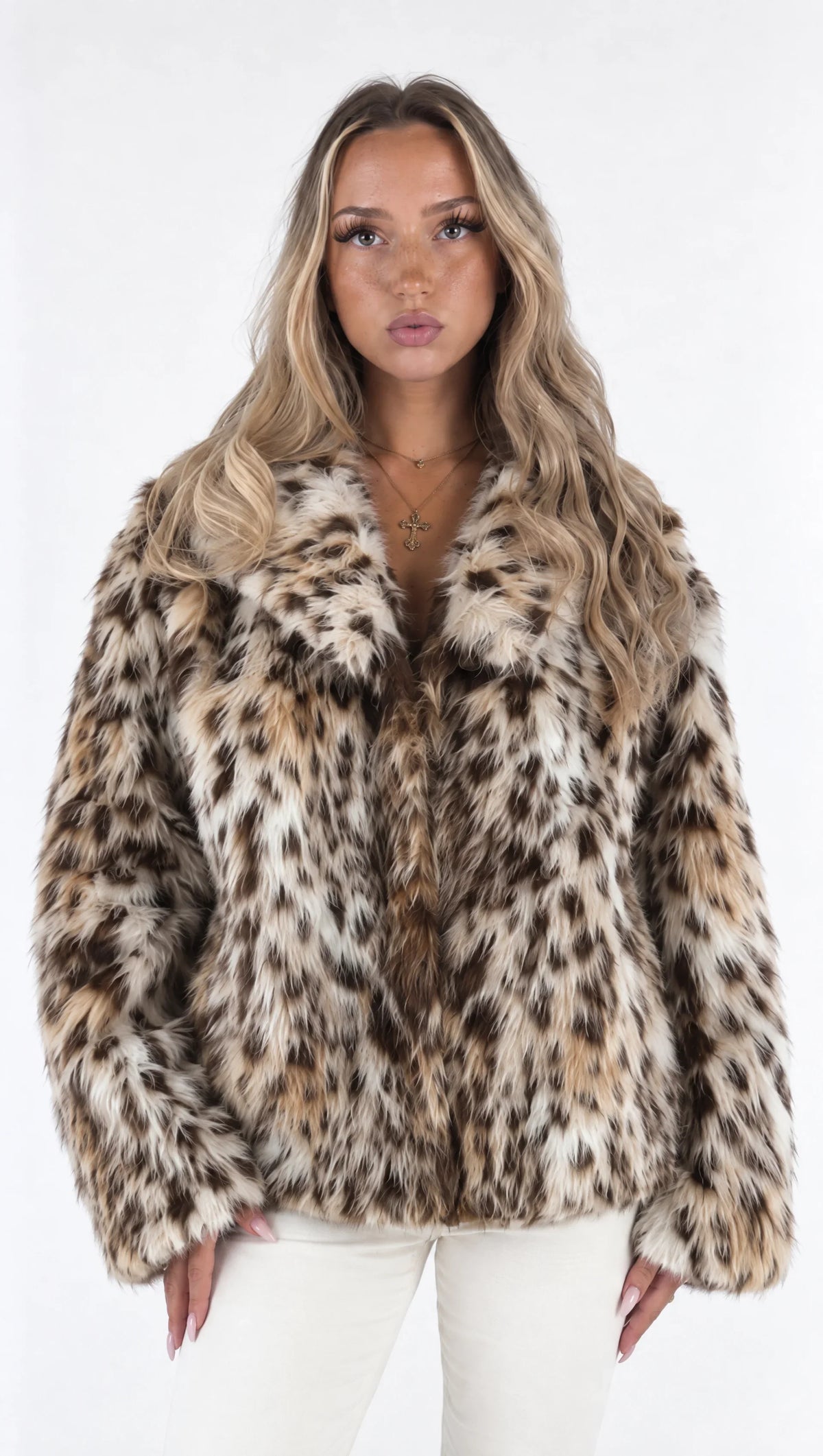 "Luna" Leopard Fur Jacket