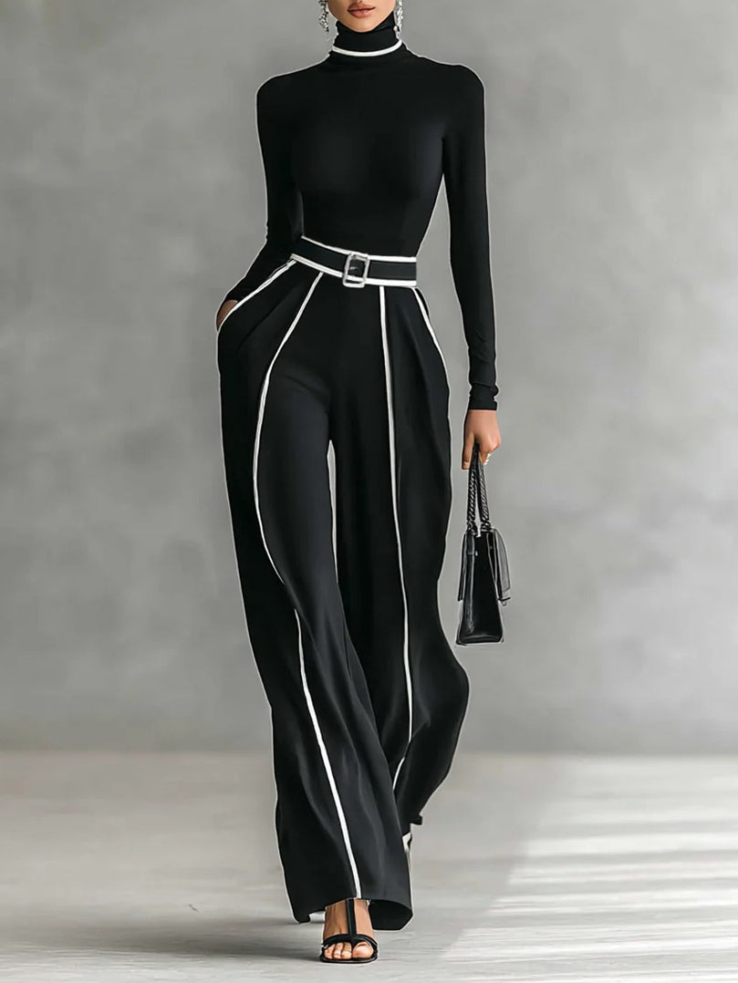 Emma | Elegante set met col en wijde broek