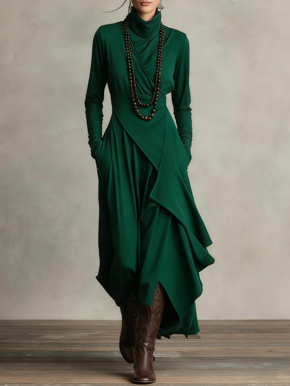 Arielle | Robe vintage asymétrique à col montant